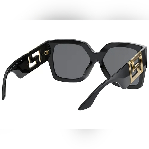 Versace Women's Black Sunglasses w Gold Tone Square Design On The Temple VE4402 - Picture 8 of 8